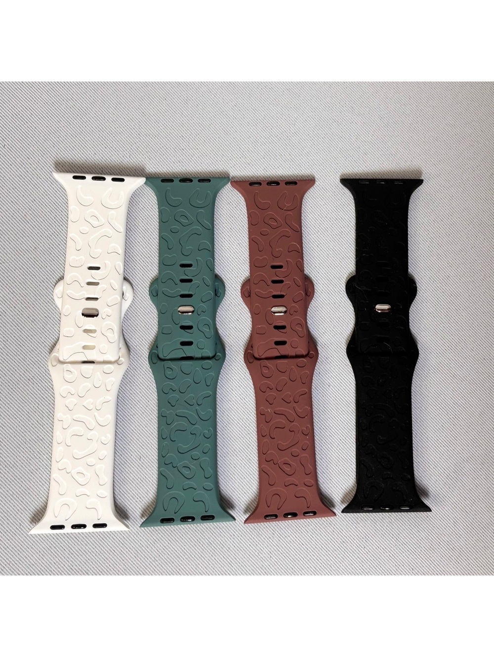 Set of 4 Silicone Replacement Bands for Smartwatch with Textured Pattern